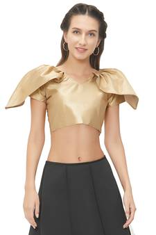 Gold Solid Pattern Art Silk Readymade Blouse