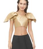 Gold Solid Pattern Art Silk Readymade Blouse