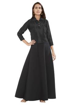 Black Solid Pattern Art Silk Readymade Blouse