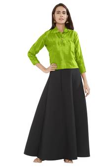 Parrot Green Solid Pattern Art Silk Readymade Blouse