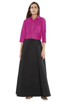 Pink Solid Pattern Art Silk Readymade Blouse