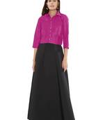 Pink Solid Pattern Art Silk Readymade Blouse