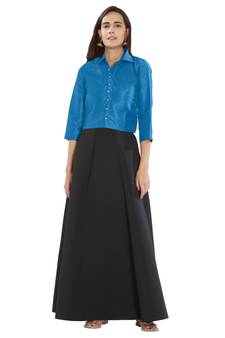Turquoise Solid Pattern Art Silk Readymade Blouse