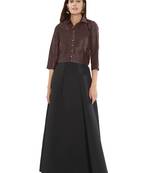 Coffee Solid Pattern Art Silk Readymade Blouse