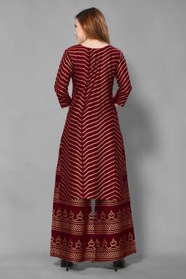 Dark-maroon printed rayon ethnic-kurtis 4