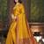 Yellow woven banarasi silk saree with blouse