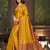Yellow woven banarasi silk saree with blouse