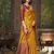 Yellow woven banarasi silk saree with blouse