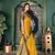 Yellow woven banarasi silk saree with blouse