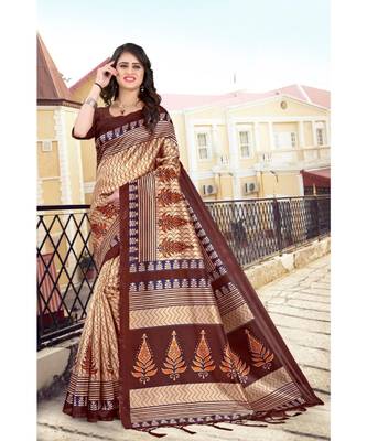 Brown Mysure Silk with blouse piece 1