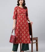 Maroon geometric print rayon salwar
