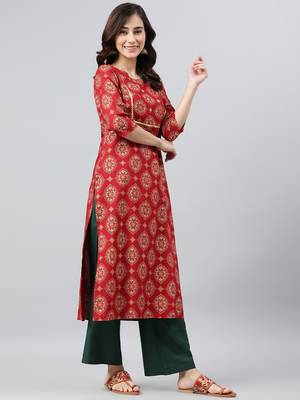 Maroon geometric print rayon salwar 3