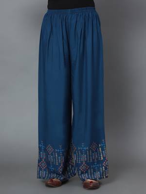 Teal-blue printed rayon ethnic-kurtis 5