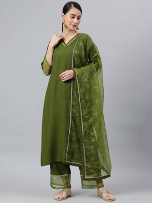 Olive plain rayon salwar 1