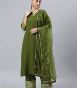 Olive plain rayon salwar
