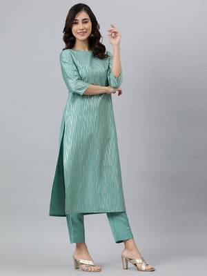 Green stripes print silk salwar 3