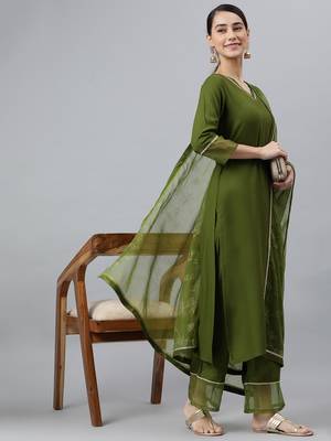 Olive plain rayon salwar 2