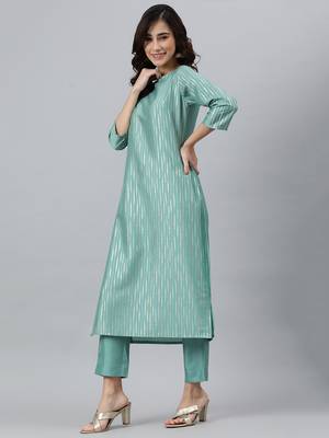 Green stripes print silk salwar 4