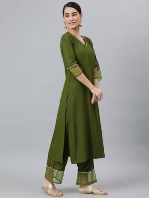 Olive plain rayon salwar 3