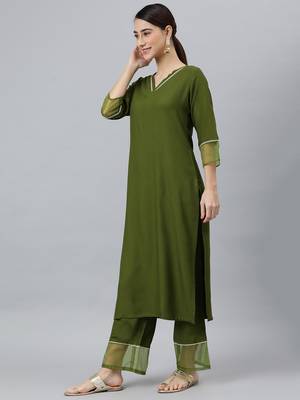 Olive plain rayon salwar 4