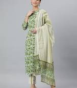 Green floral print rayon salwar