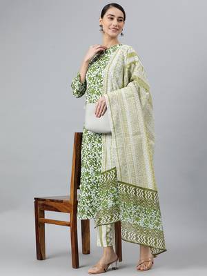Green floral print rayon salwar 2