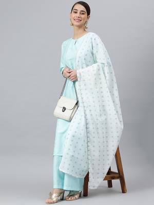 Sky-blue plain silk salwar 1