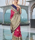 Magenta Colour Organza Silk Designer Traditional Saree