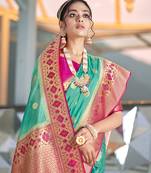 Sea Green Colour Organza Silk Designer Traditional Saree
