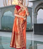 Peach Colour Organza Silk Designer Traditional Saree