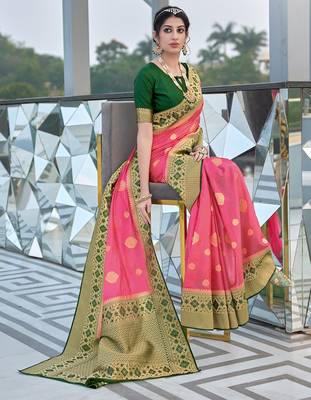 Pink Colour Organza Silk Designer Traditional Saree 1
