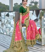Pink Colour Organza Silk Designer Traditional Saree