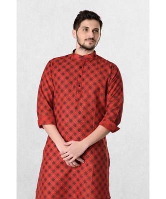 Mens Cotton Designer Printed Kurta 4