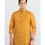 yellow printed short kurta for men