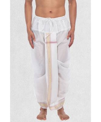 Shiwam Ethnix Mens Cotton-Silk Pitambari Dhoti 1