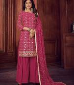 Rani-pink embroidered georgette salwar