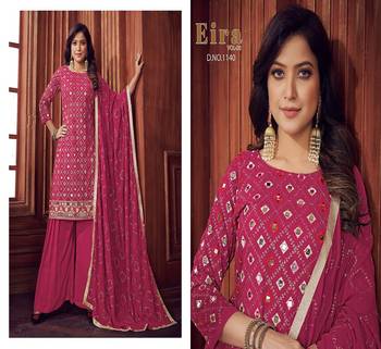 Rani-pink embroidered georgette salwar 2