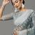 SAREE MALL Women's Brasso Grey Printed Designer Saree With Blouse Piece