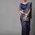 SAREE MALL Women's Linen Blend Navy Blue Printed Celebrity Saree With Blouse Piece