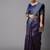 SAREE MALL Women's Linen Blend Navy Blue Printed Celebrity Saree With Blouse Piece