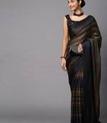 SAREE MALL Women's Poly Georgette Black Solid Designer Saree With Blouse Piece
