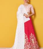 Pink embroidered art silk semi stitched lehenga