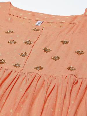 Peach printed cotton long-dresses 4