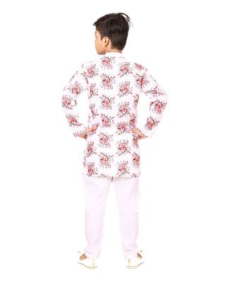 Boy's Off White Cotton Printed Kurta Churidar 5