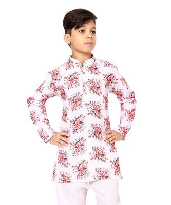 Boy's Off White Cotton Printed Kurta Churidar 6