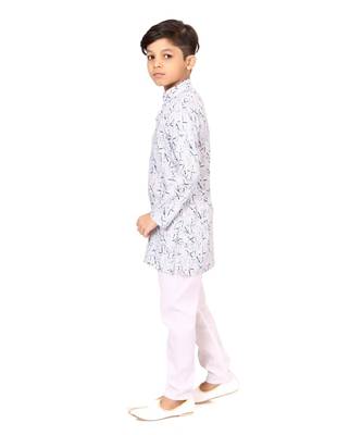 Boy's Off White Cotton Printed Kurta Churidar 3