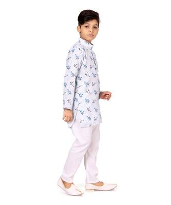 Boy's Off White Cotton Printed Kurta Churidar 3