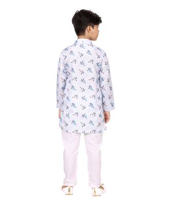 Boy's Off White Cotton Printed Kurta Churidar 5