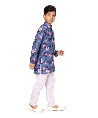 Boy's Blue Cotton Printed Kurta Churidar 3