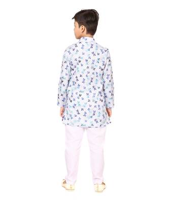 Boy's Off White Cotton Printed Kurta Churidar 5